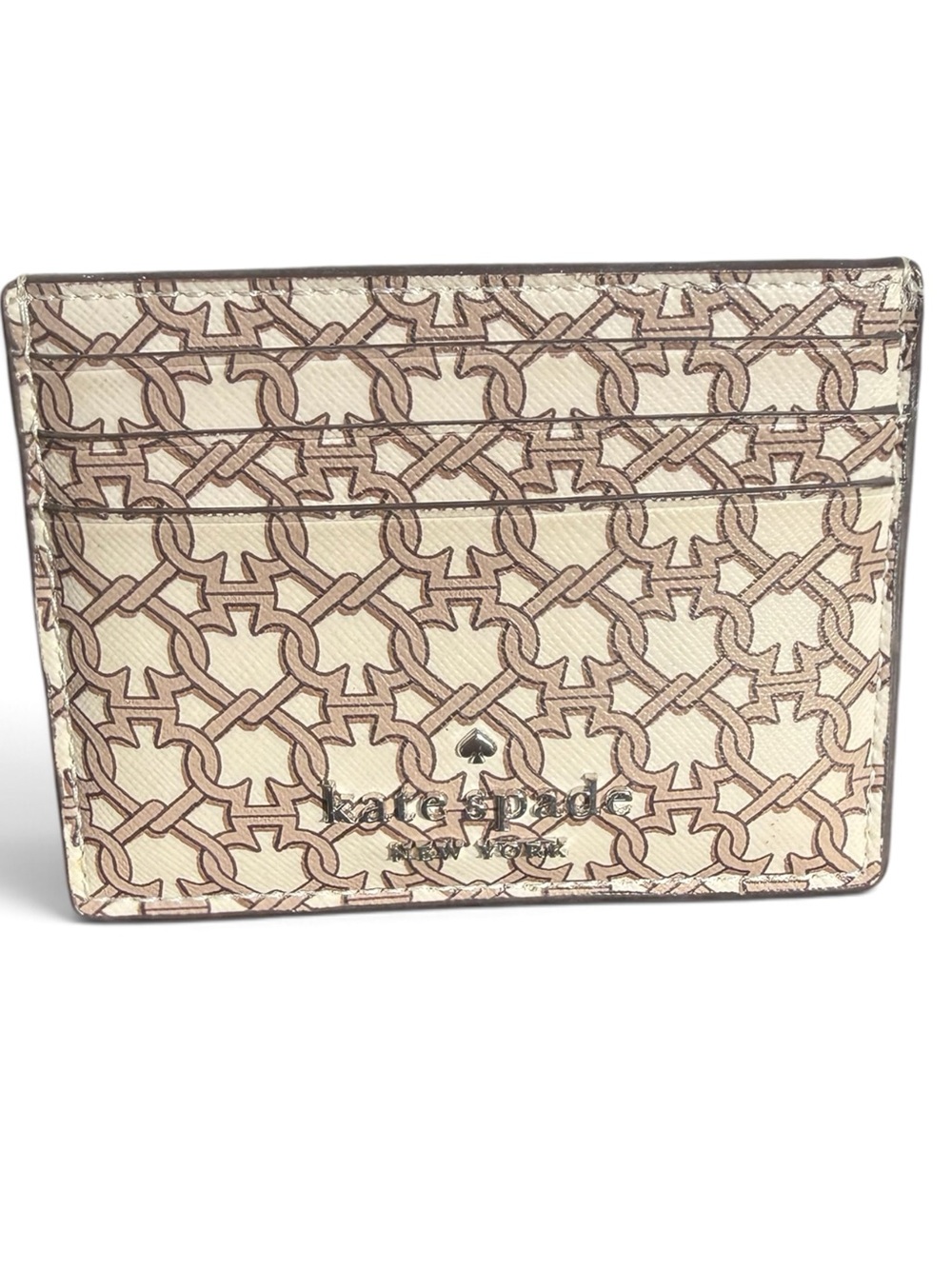 kate spade Cream and Tan Printed Card Holder